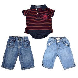 LOT of Baby Girl Jeans and Short Sleeve Onesie Size 0-3 months